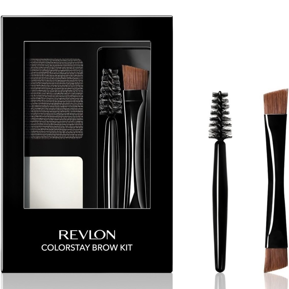 Revlon ColorStay Brow Kit Clear Brush & Spoolie Brush, Soft Black (101), 0.08 oz